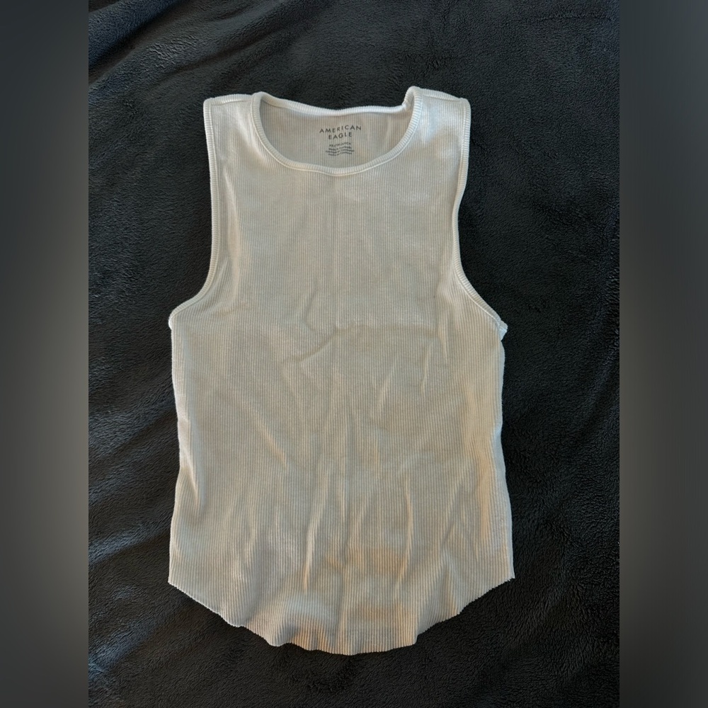 American Eagle White Ribbed Tank Top